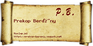 Prekop Berény névjegykártya